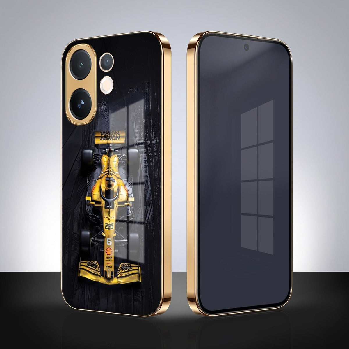 Vivo T4 Pro 5G F1 Racing Car Gold Electroplated Glass Phone Back Case