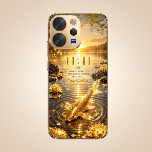 Vivo V70 5G 11:11 Manifestation Gold Electroplated Glass Phone Back Case