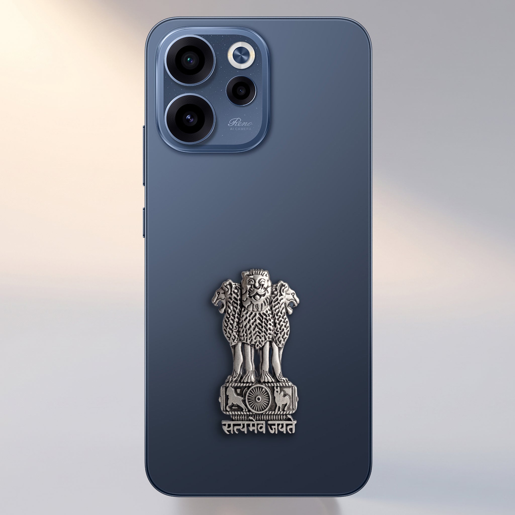 OPPO Reno15c 5G Compatible Satyamev Jayate 3D Metal Emblem Sticker