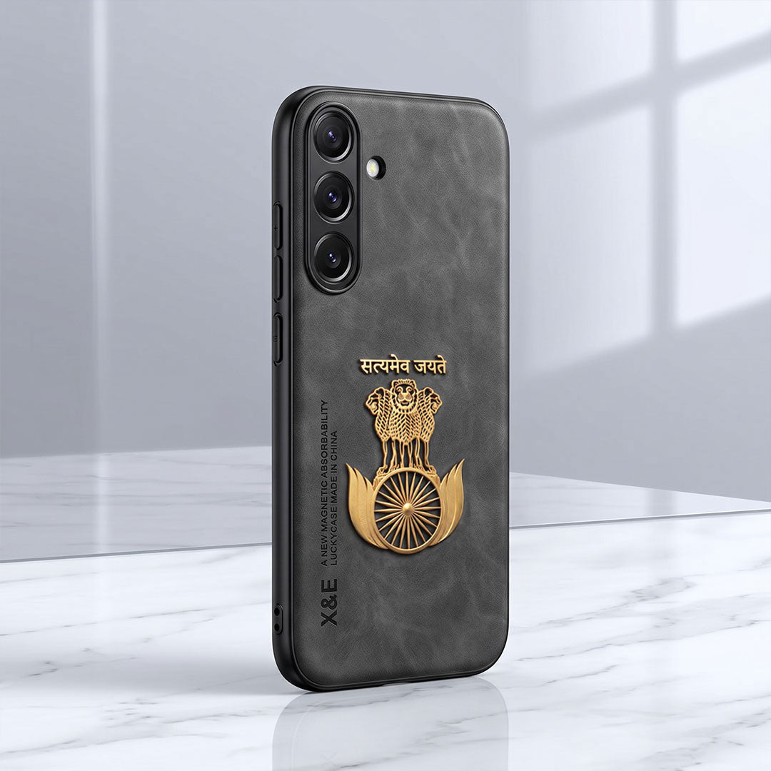 Samsung Galaxy A35 5G Satyamev Jayate Comfortable Leather Phone Case
