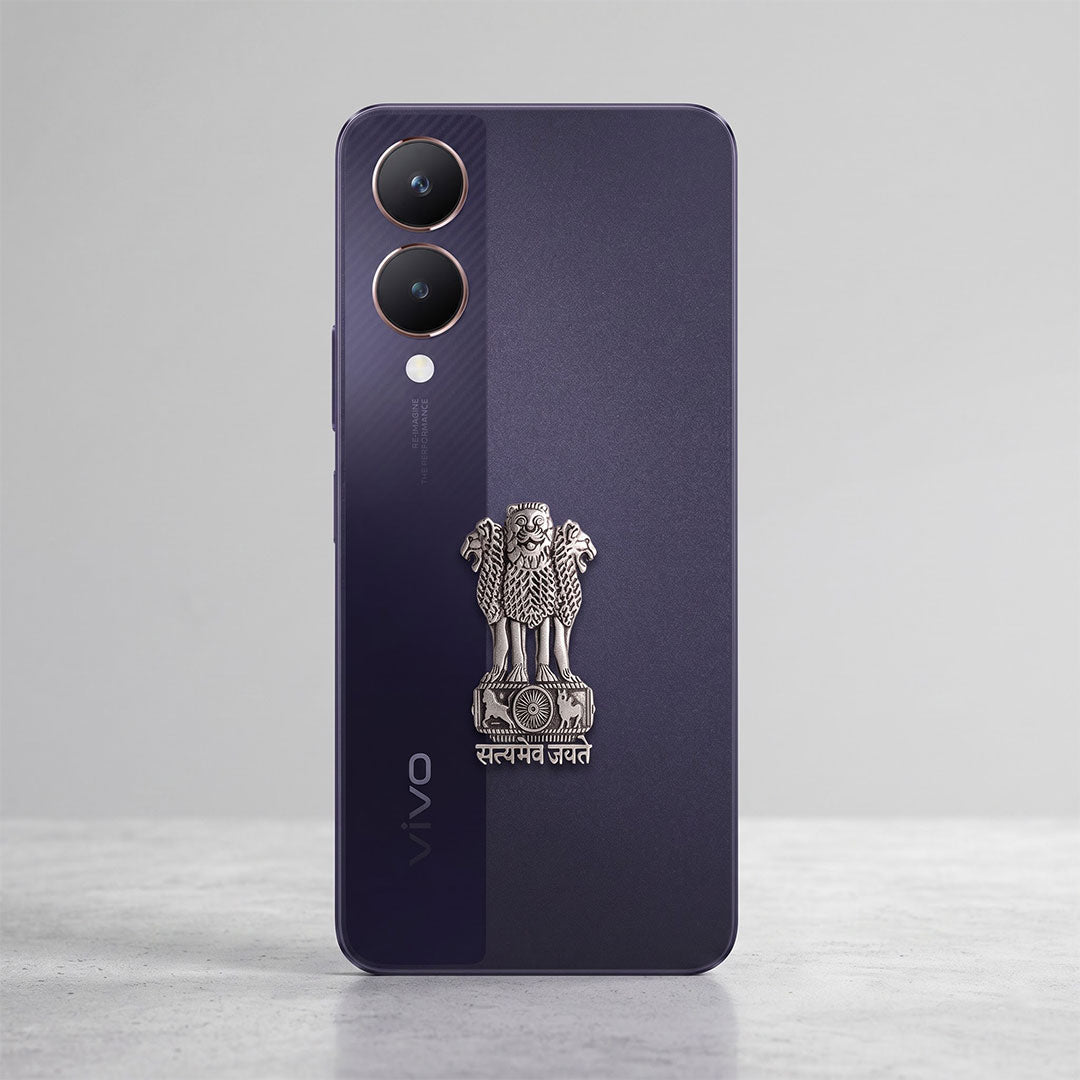 Vivo Y28 5G Compatible Satyamev Jayate 3D Metal Emblem Sticker
