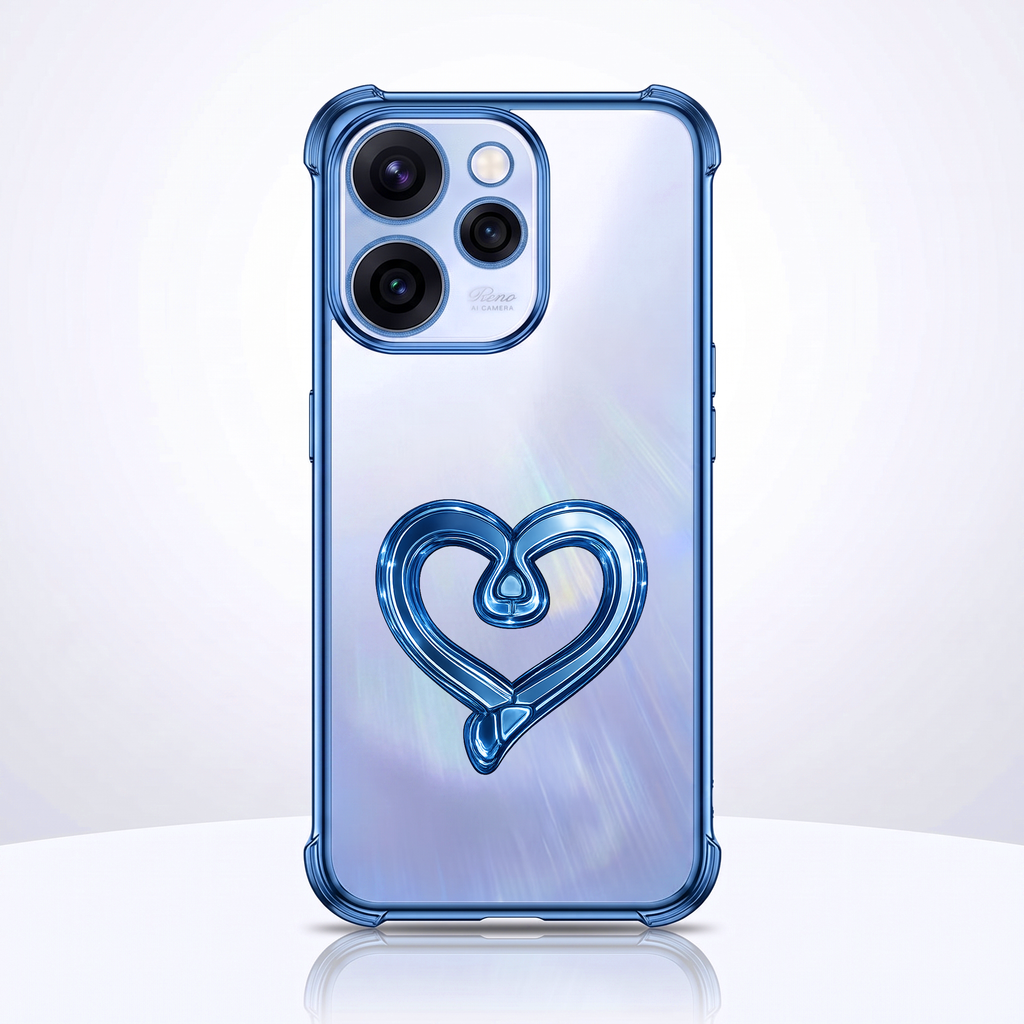 Oppo Reno 15 Pro Mini 5G Premium Heart Stand Transparent Shockproof Airbag Phone Case