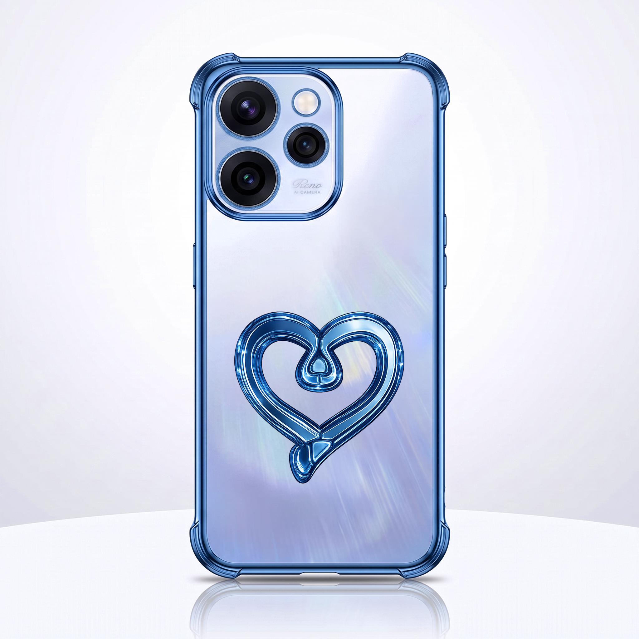 Oppo Reno 15 Pro Mini 5G Premium Heart Stand Transparent Shockproof Airbag Phone Case