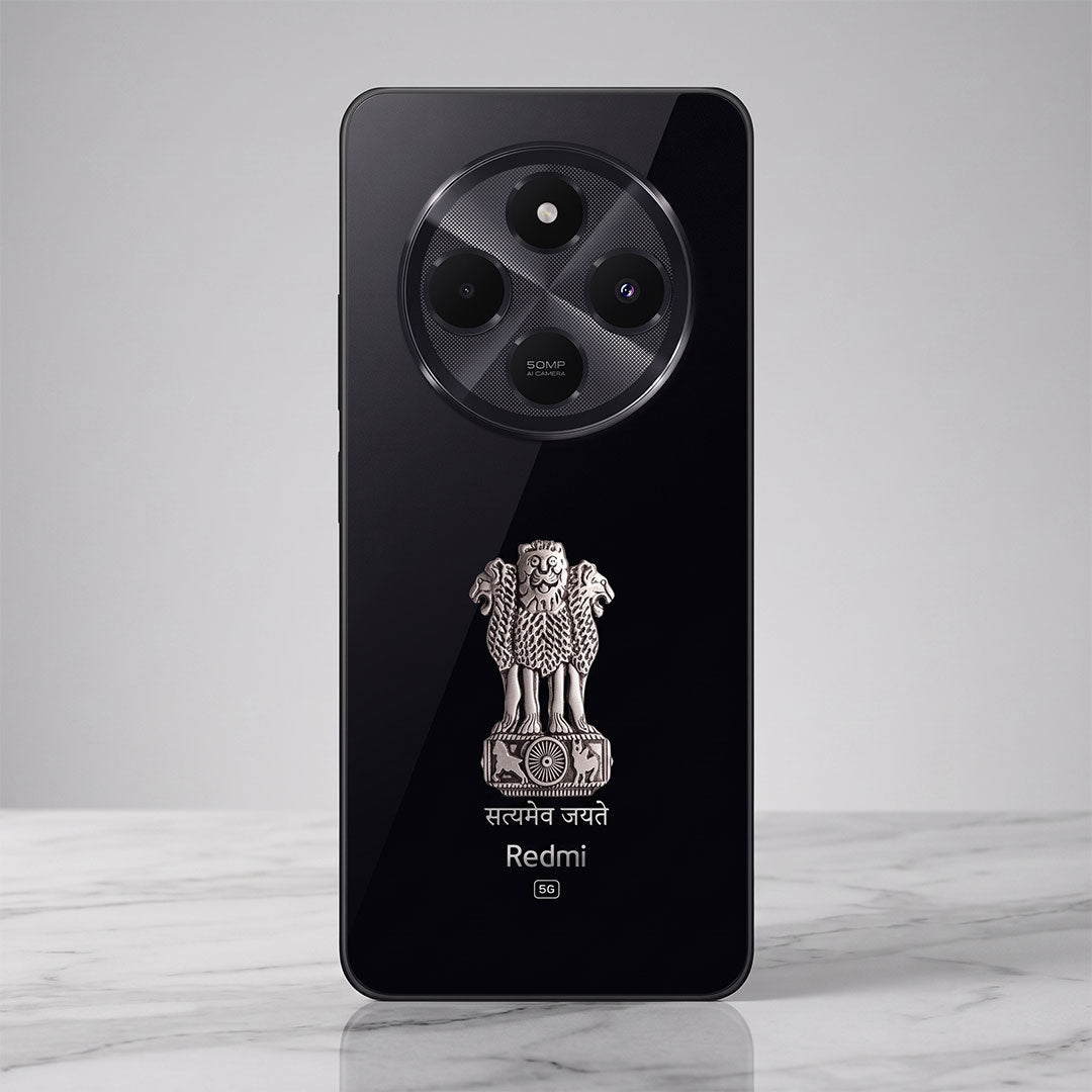 Redmi 14c 5G Compatible Satyamev Jayate 3D Metal Emblem Sticker
