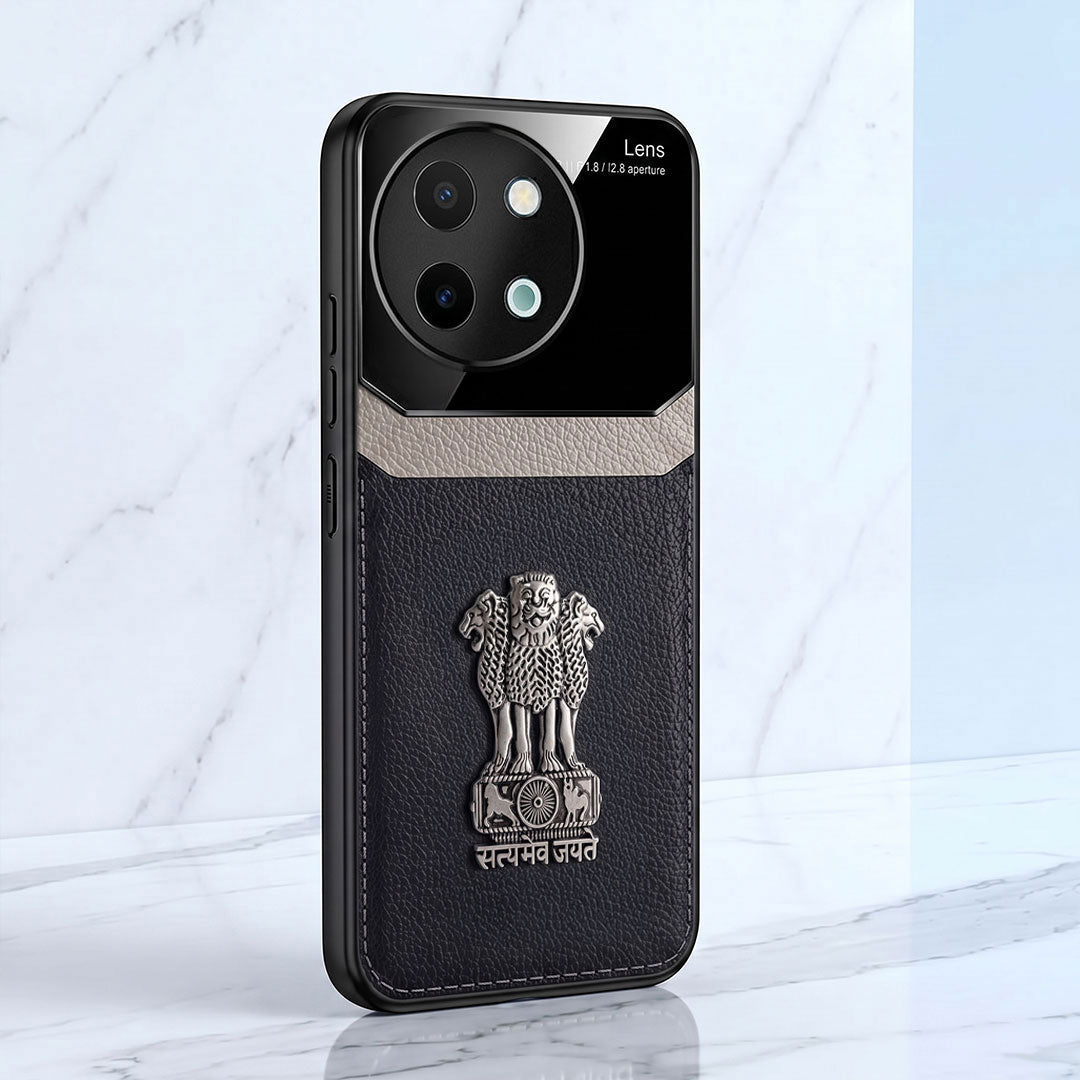 Vivo Y58 5G Satyamev Jayate 3D Metal Leather Back Case