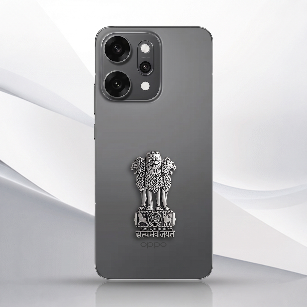 OPPO Reno 14 Pro 5G Compatible Satyamev Jayate 3D Metal Emblem Sticker