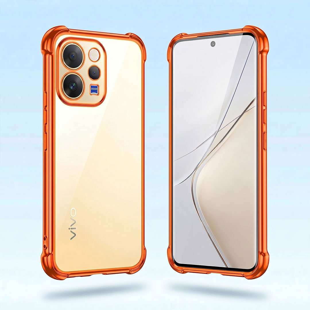 Vivo V70 5G Premium Shockproof Transparent Airbag Cosmic Orange Case
