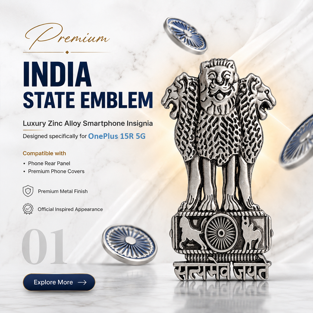 Oppo Find X9s 5G Compatible Satyamev Jayate 3D Metal Emblem Sticker