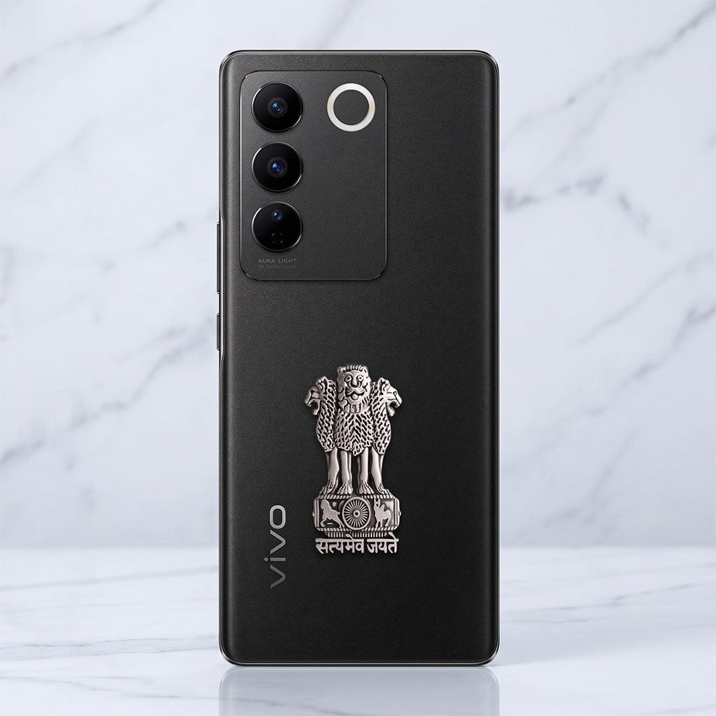 Vivo V27 5G Compatible Satyamev Jayate 3D Metal Emblem Sticker
