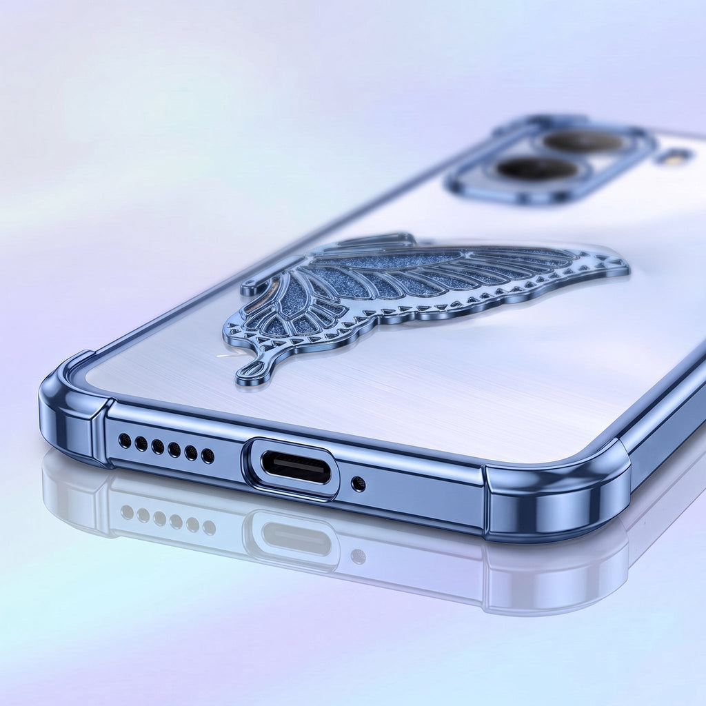 Vivo T5 Pro 5G Premium Butterfly Glitter Stand Transparent Shockproof Airbag Phone Case
