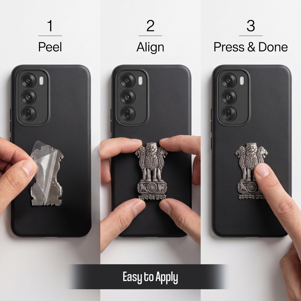 Oppo Reno 12 5G Compatible Satyamev Jayate 3D Metal Emblem Sticker