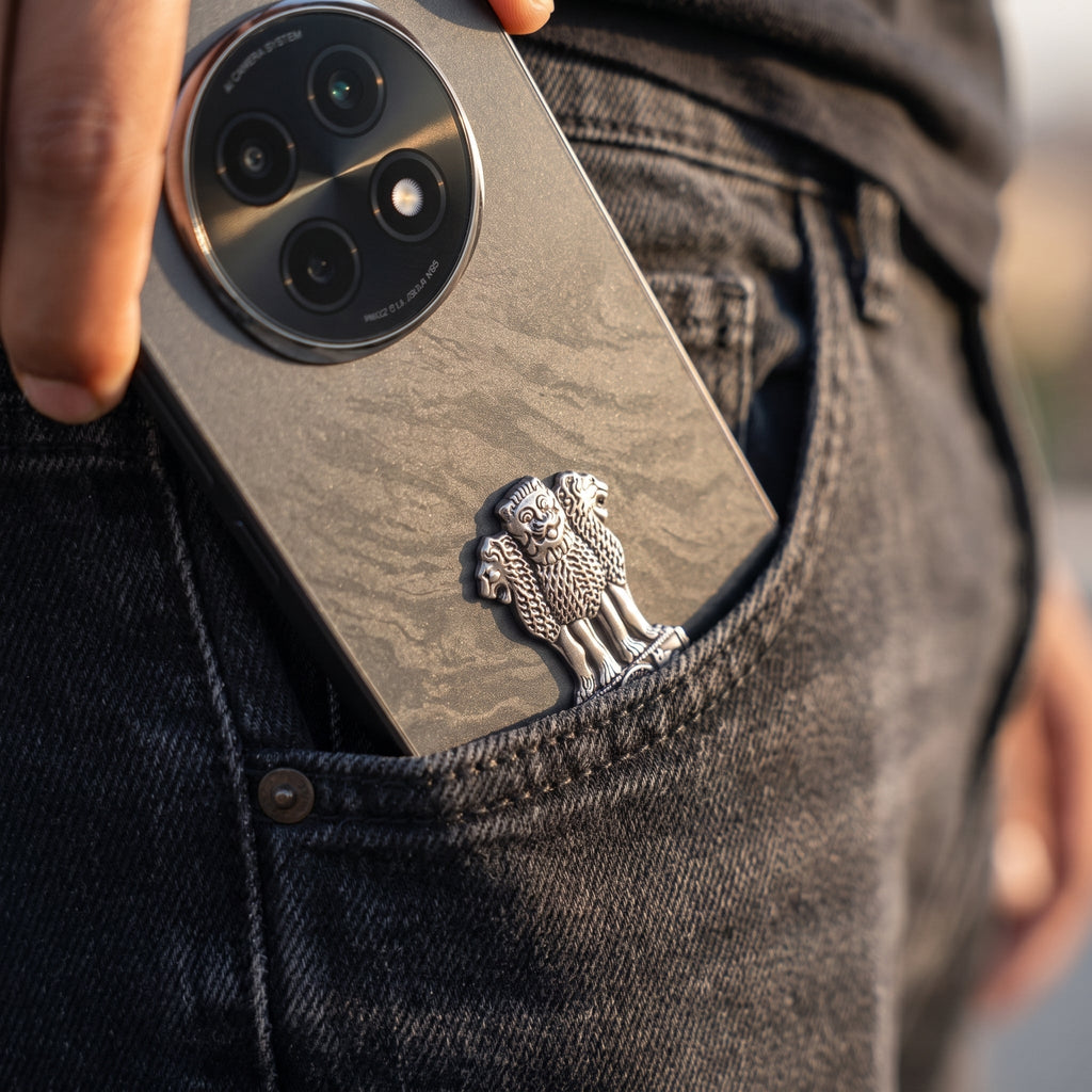 Oppo F29 Pro 5G Compatible Satyamev Jayate 3D Metal Emblem Sticker