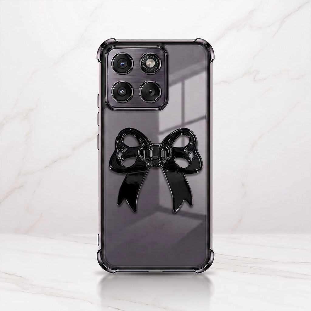 Motorola Edge 70 5G Stylish Bow Knot Stand Transparent Shockproof Airbag Phone Case