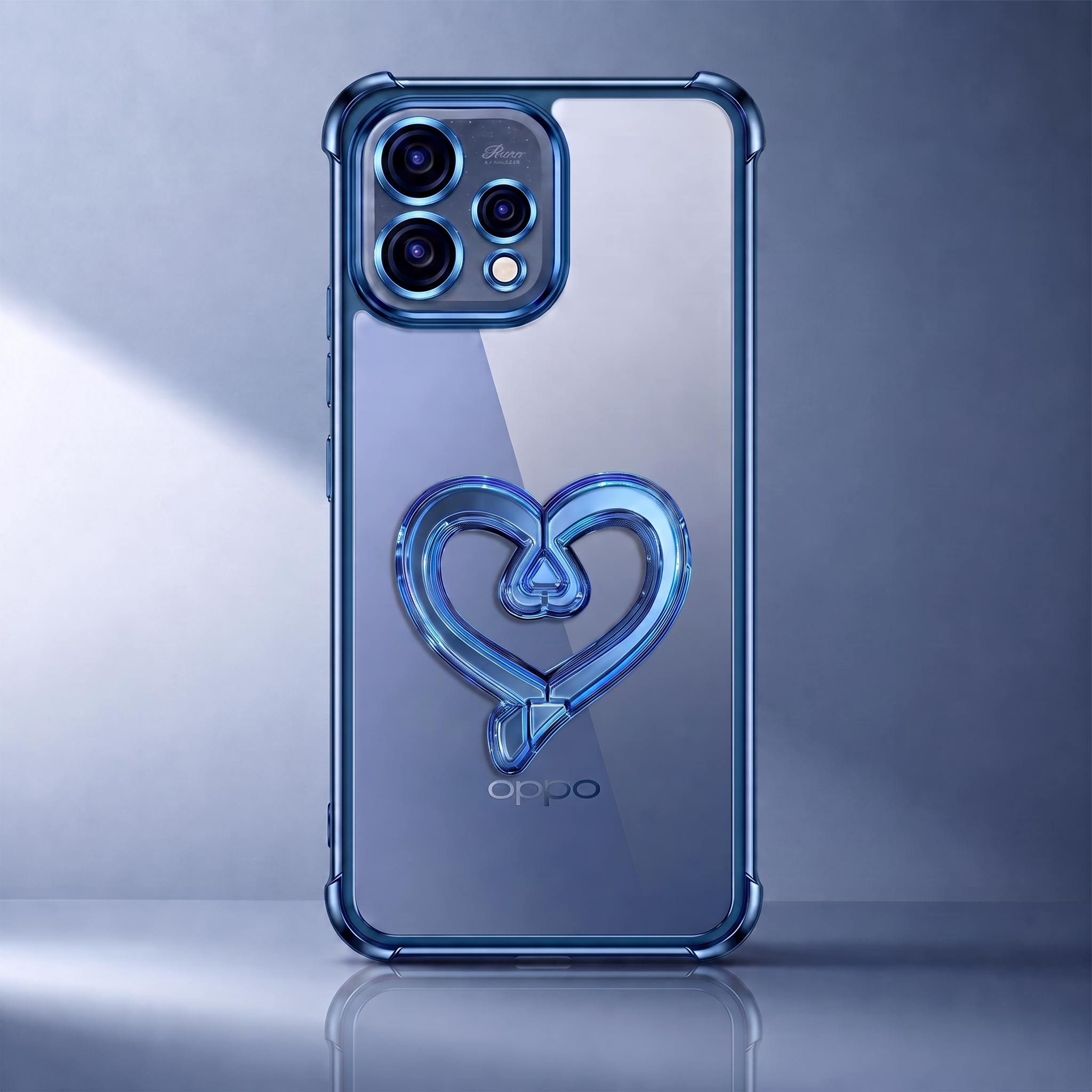 Oppo Reno 15 5G Premium Heart Stand Transparent Shockproof Airbag Phone Case