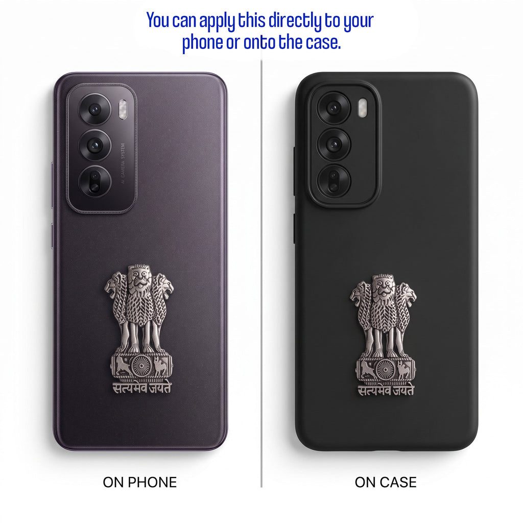 Oppo Reno 12 5G Compatible Satyamev Jayate 3D Metal Emblem Sticker