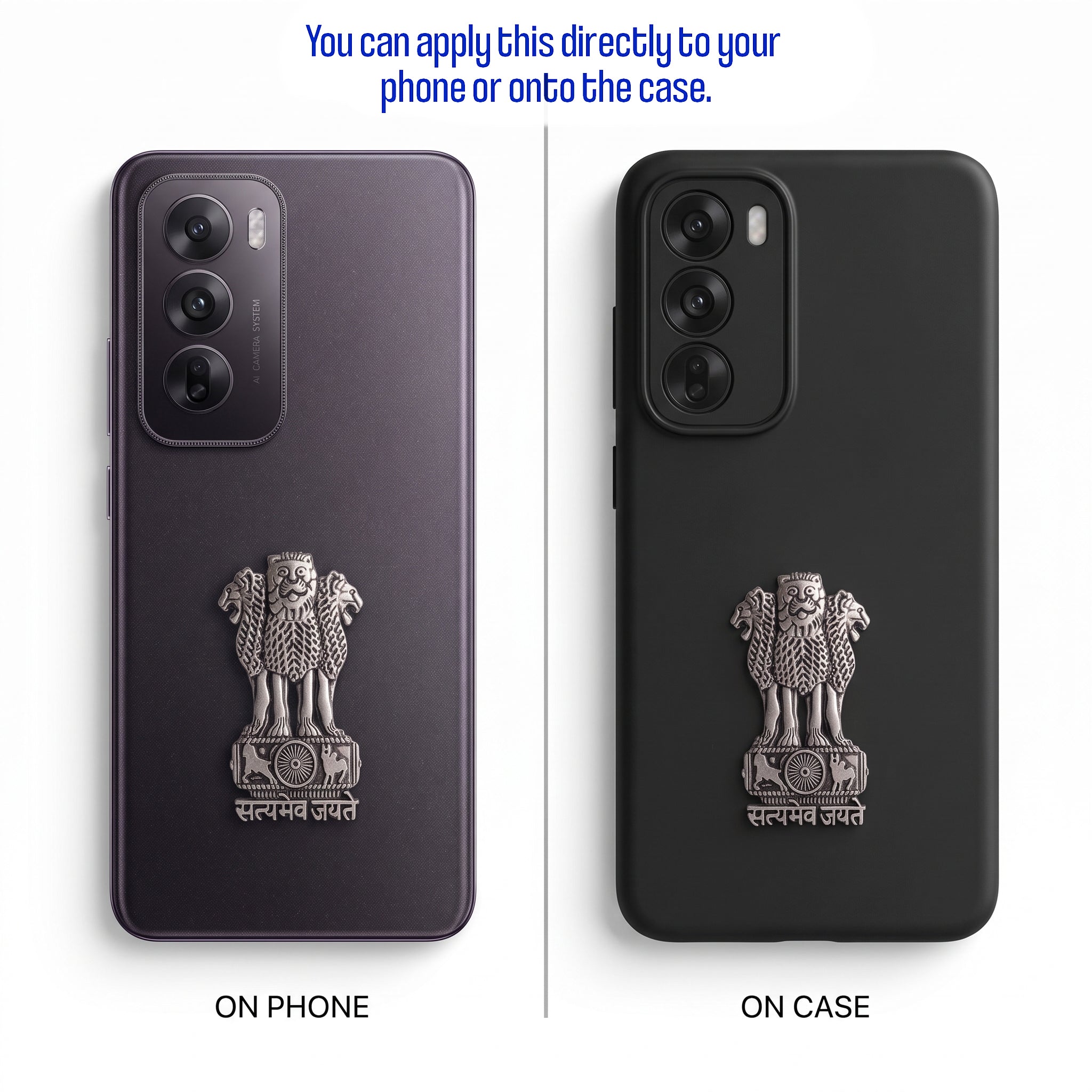 Oppo Reno 12 5G Compatible Satyamev Jayate 3D Metal Emblem Sticker