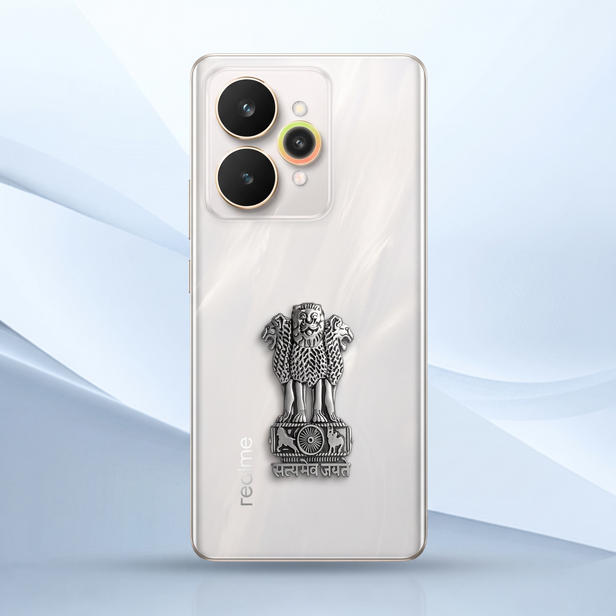 Realme 15 5G Compatible Satyamev Jayate 3D Metal Emblem Sticker