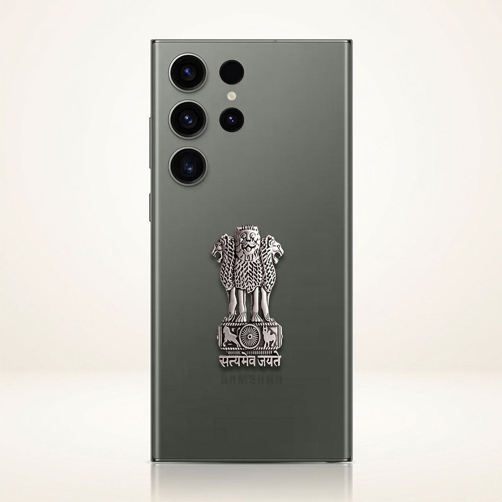 Samsung S23 Ultra 5G Compatible Satyamev Jayate 3D Metal Emblem Sticker