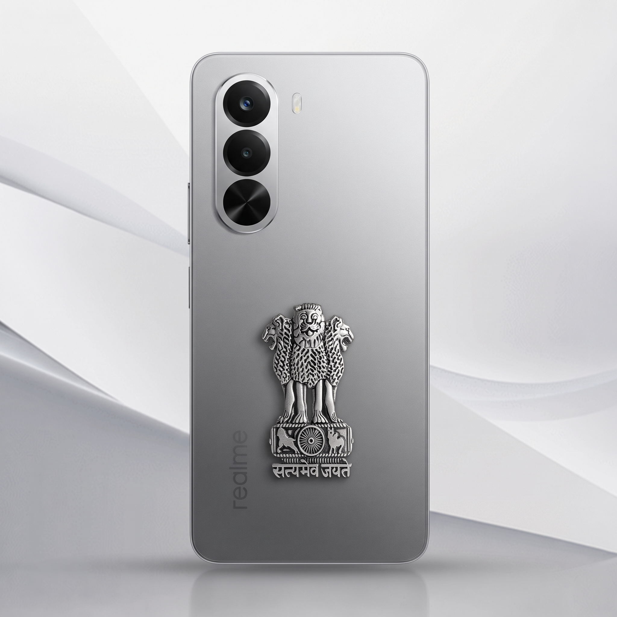 Realme P4X 5G Compatible Satyamev Jayate 3D Metal Emblem Sticker