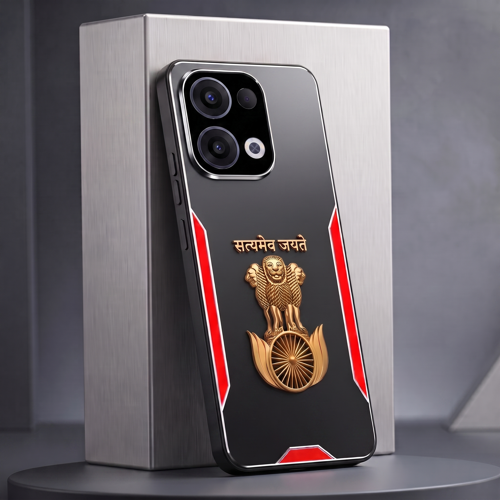 Oppo Reno 13 5G Satyamev Jayate 3D Metal Aluminium Back Case