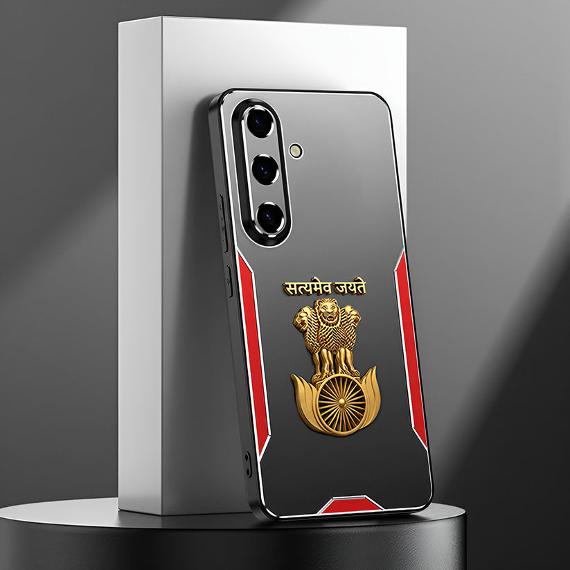 Samsung Galaxy A36 5G Satyamev Jayate 3D Metal Aluminium Back Case