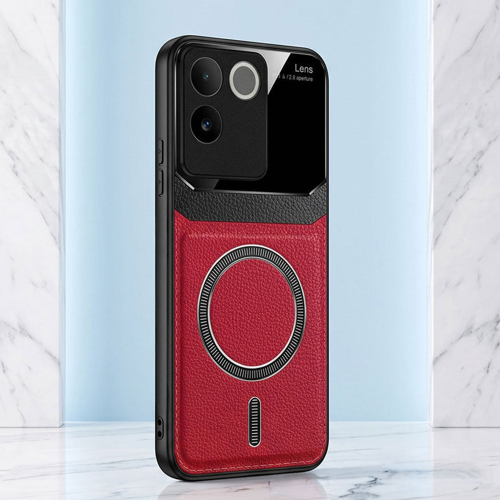 Vivo T2 Pro 5G Premium Magsafe Magnetic Leather Lens Protective Case