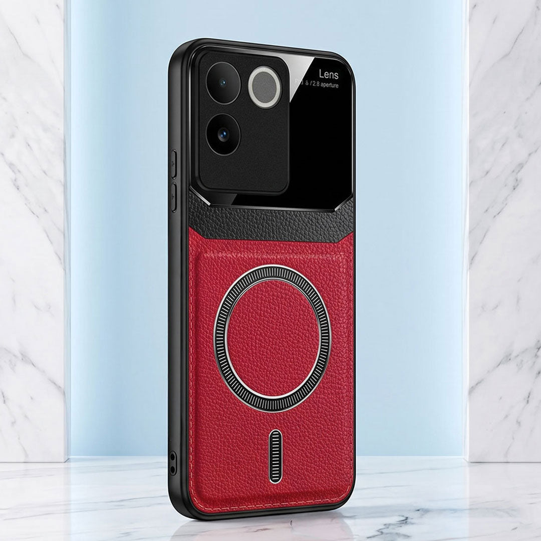 Vivo T2 Pro 5G Premium Magsafe Magnetic Leather Lens Protective Case