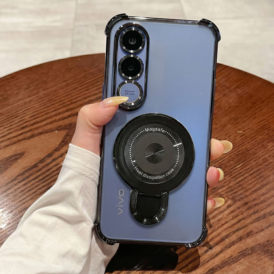 Vivo V70 FE 5G Luxury Four Corner Invincible Bracket Ring Stand Case