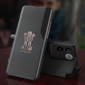 Vivo T2 Pro 5G Metal Emblem Satyamev Jayate Half Window Leather Flip Case