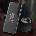 Vivo V40 Pro 5G Metal Emblem Satyamev Jayate Half Window Leather Flip Case