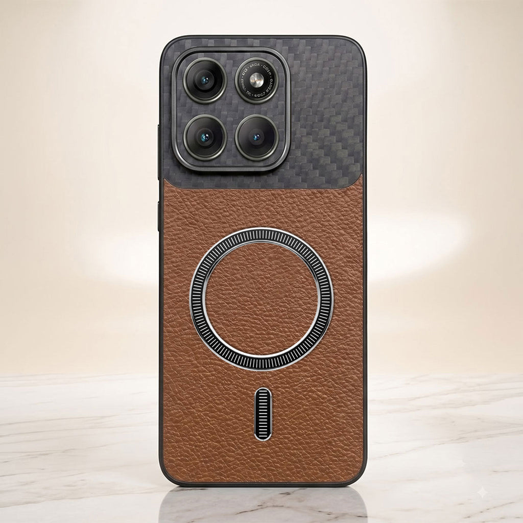 Motorola Edge 70 5G Carbon Fiber Leather Hybrid MagSafe Magnetic Case