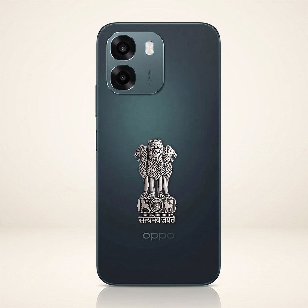 Oppo A6 5G Compatible Satyamev Jayate 3D Metal Emblem Sticker