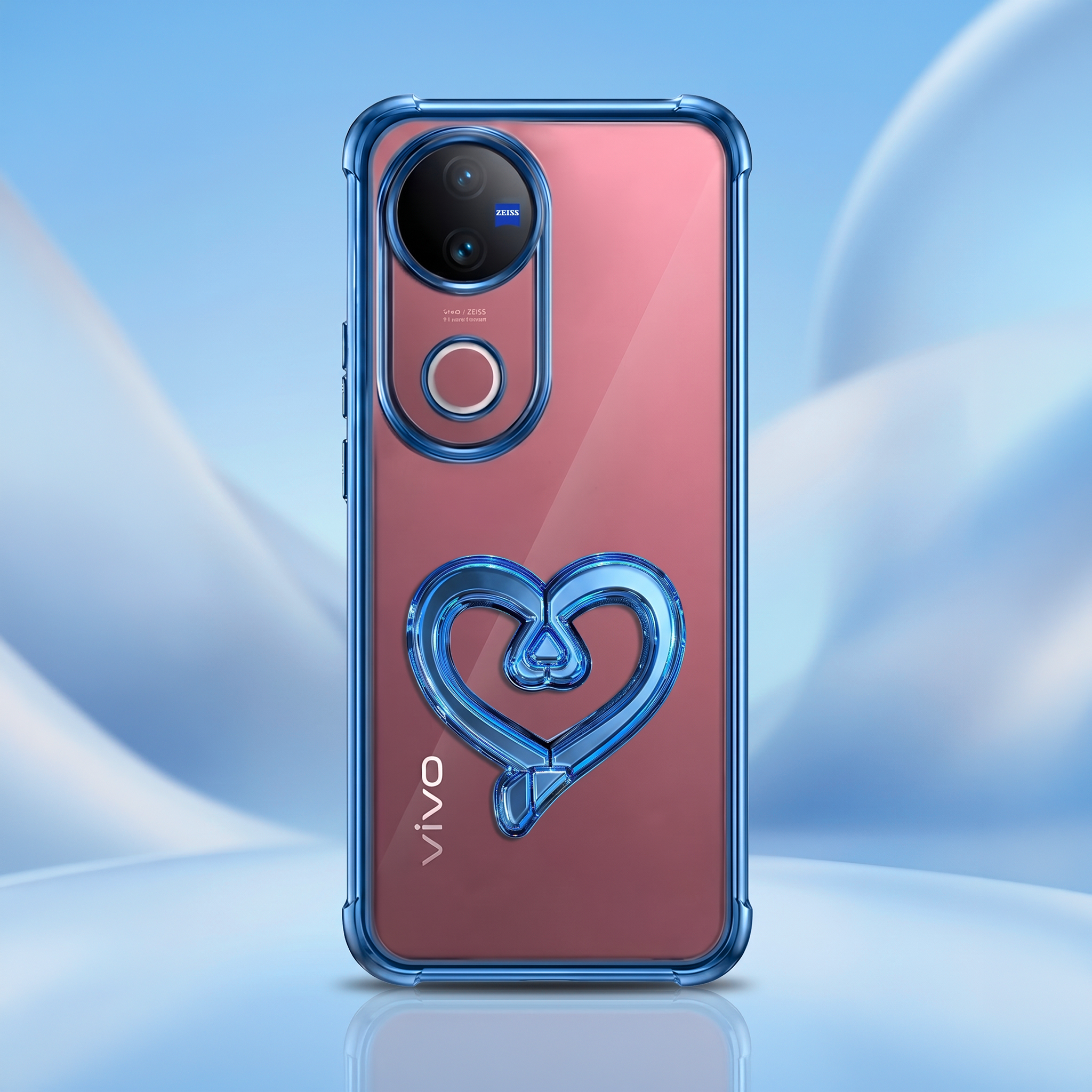 Vivo V50 5G Premium Heart Stand Transparent Shockproof Airbag Phone Case