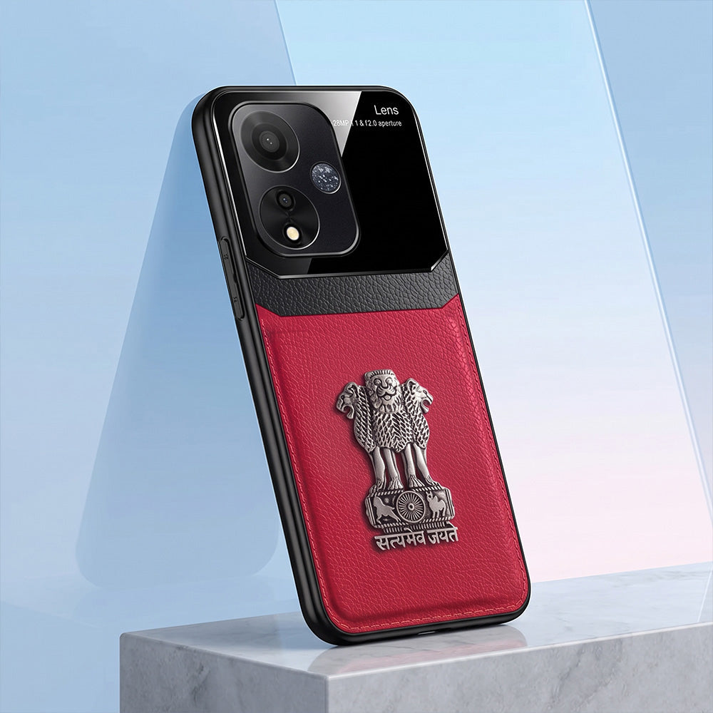 Oppo A59 5G Satyamev Jayate 3D Metal Leather Back Case