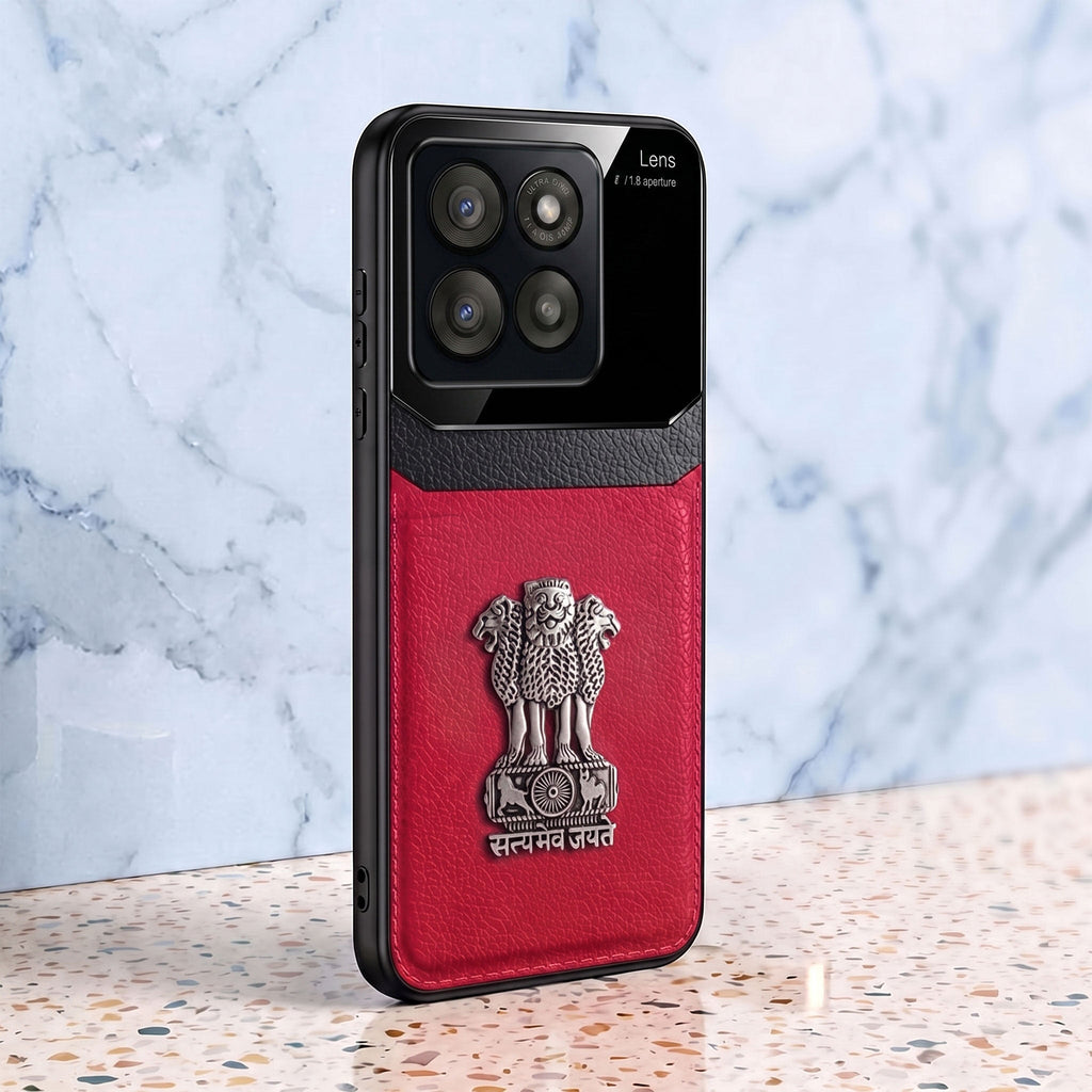 Motorola Edge 60 Pro 5G Satyamev Jayate 3D Metal Leather Back Case