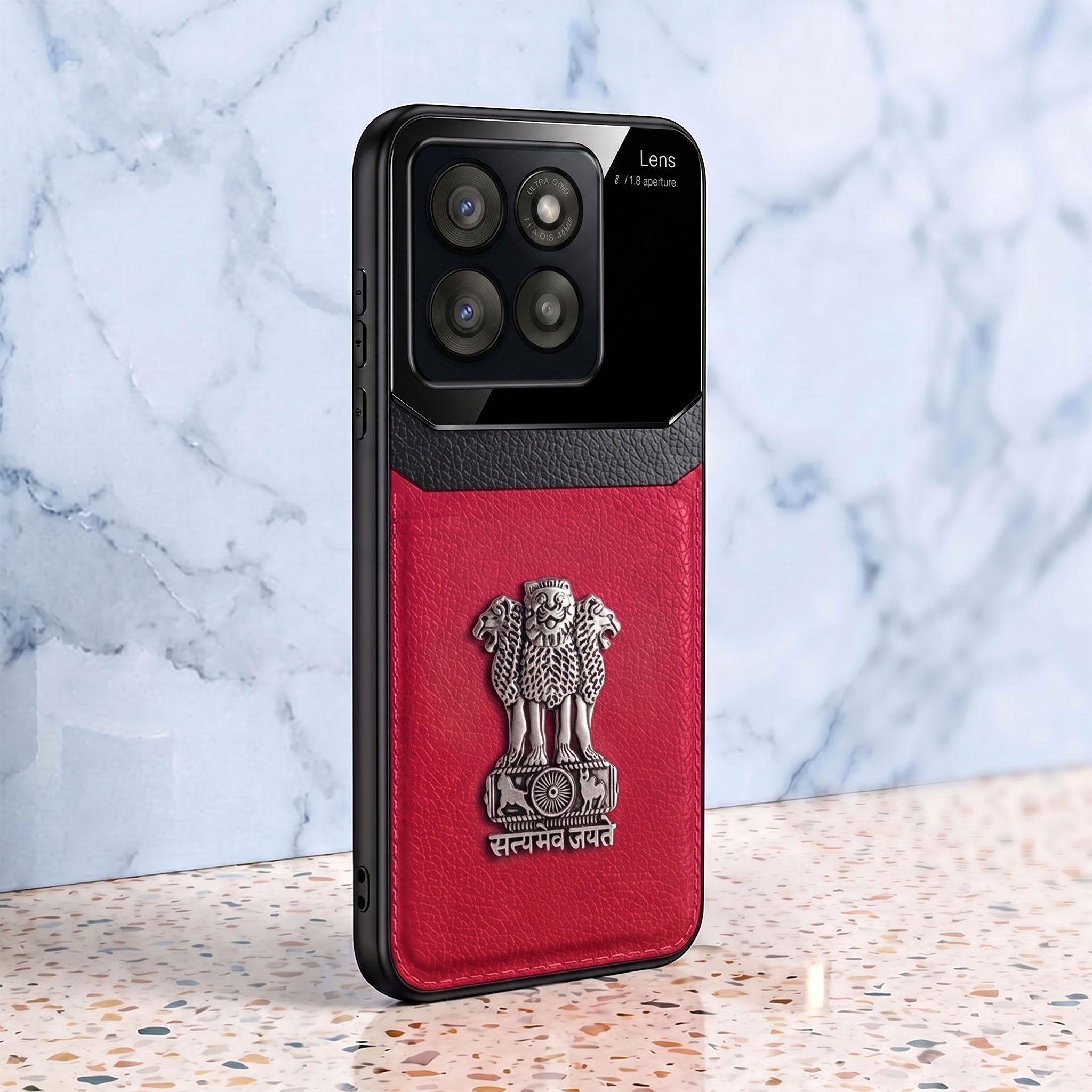 Motorola Edge 60 Pro 5G Satyamev Jayate 3D Metal Leather Back Case