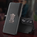 Oppo A3 Pro 5G Metal Emblem Satyamev Jayate Half Window Leather Flip Case