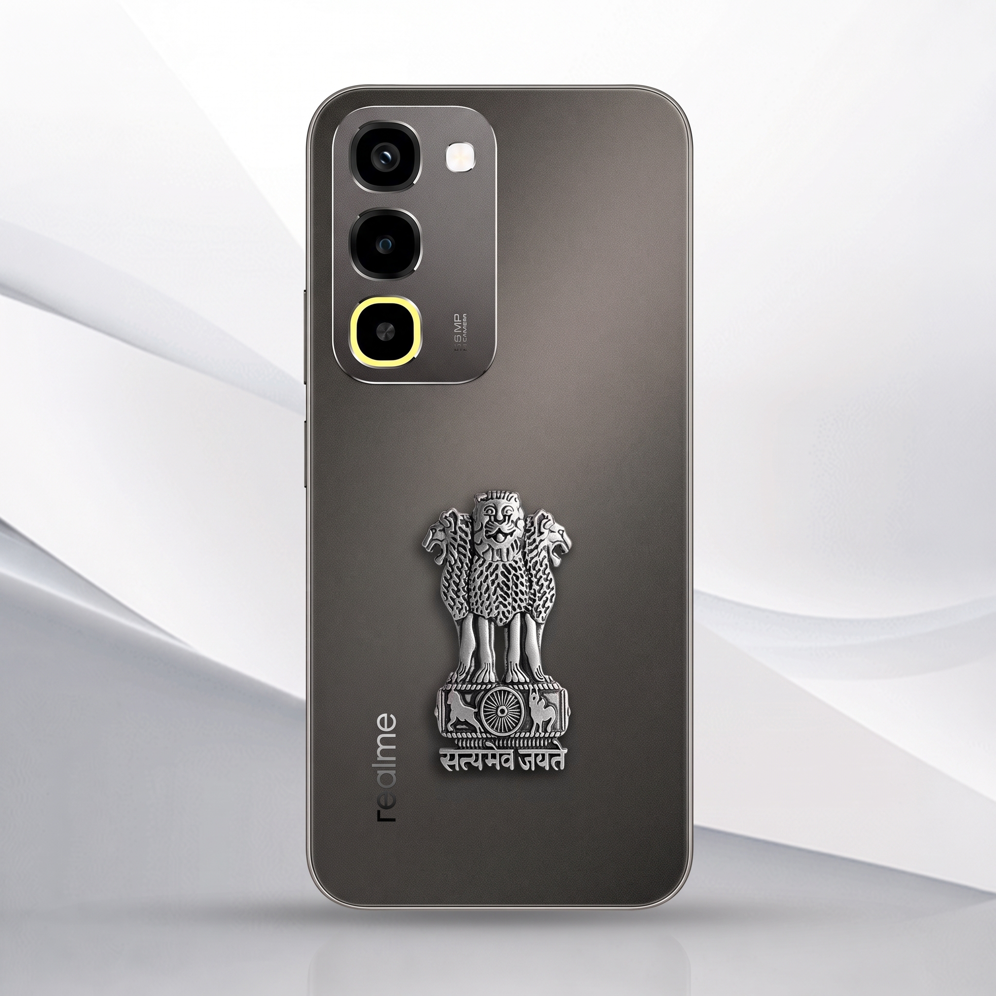 Realme P4R 5G Compatible Satyamev Jayate 3D Metal Emblem Sticker