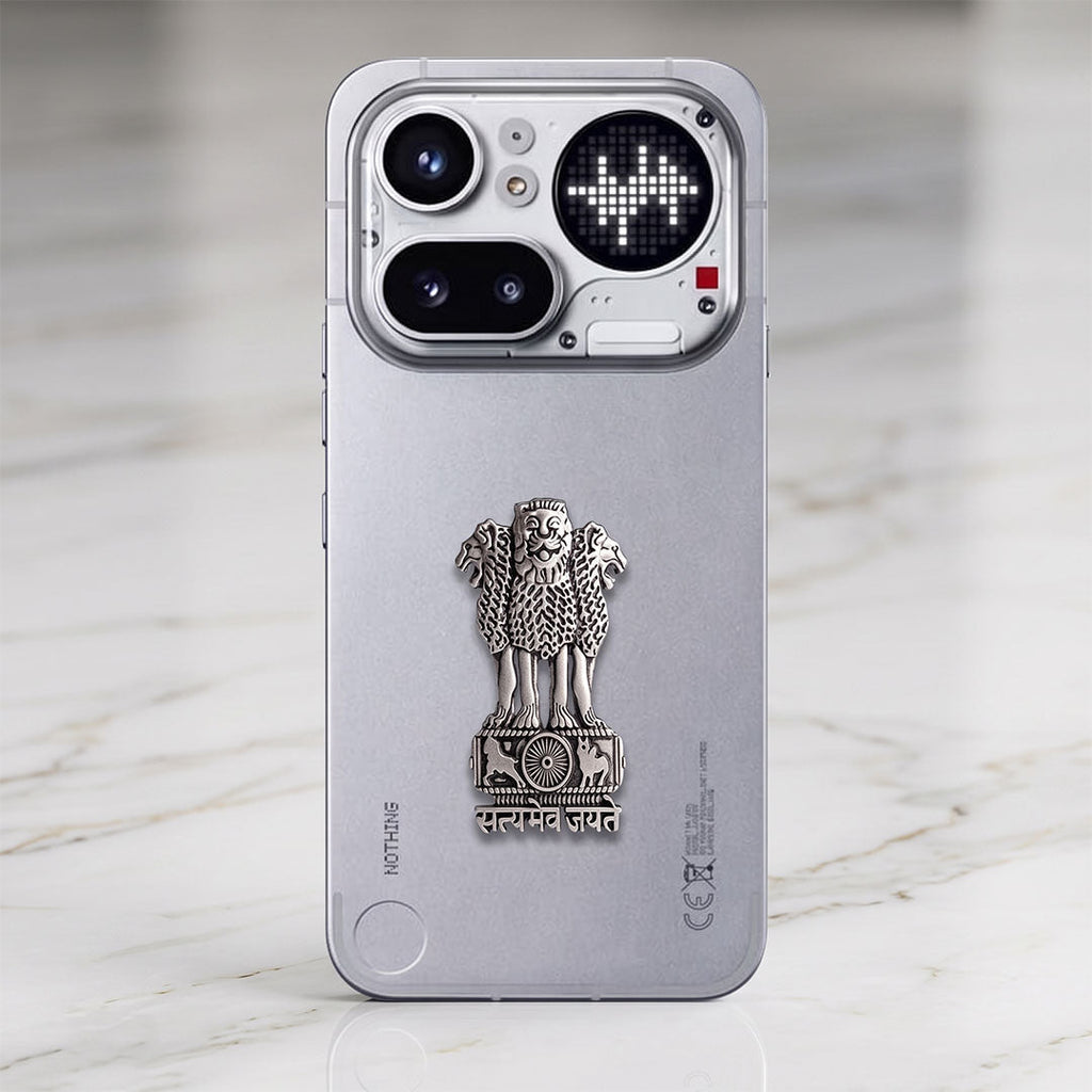 Nothing Phone 4A Pro 5G Compatible Satyamev Jayate 3D Metal Emblem Sticker