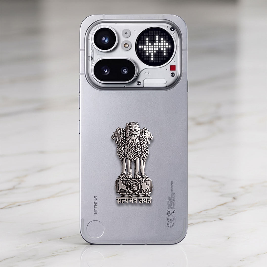 Nothing Phone 4A Pro 5G Compatible Satyamev Jayate 3D Metal Emblem Sticker