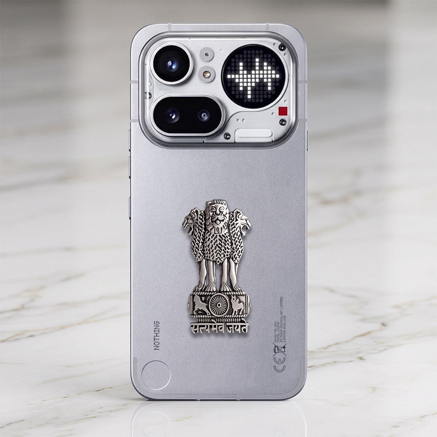 Nothing Phone 4A Pro 5G Compatible Satyamev Jayate 3D Metal Emblem Sticker