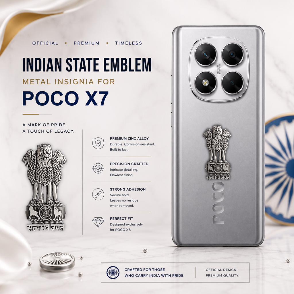POCO X7 5G Compatible Satyamev Jayate 3D Metal Emblem Sticker
