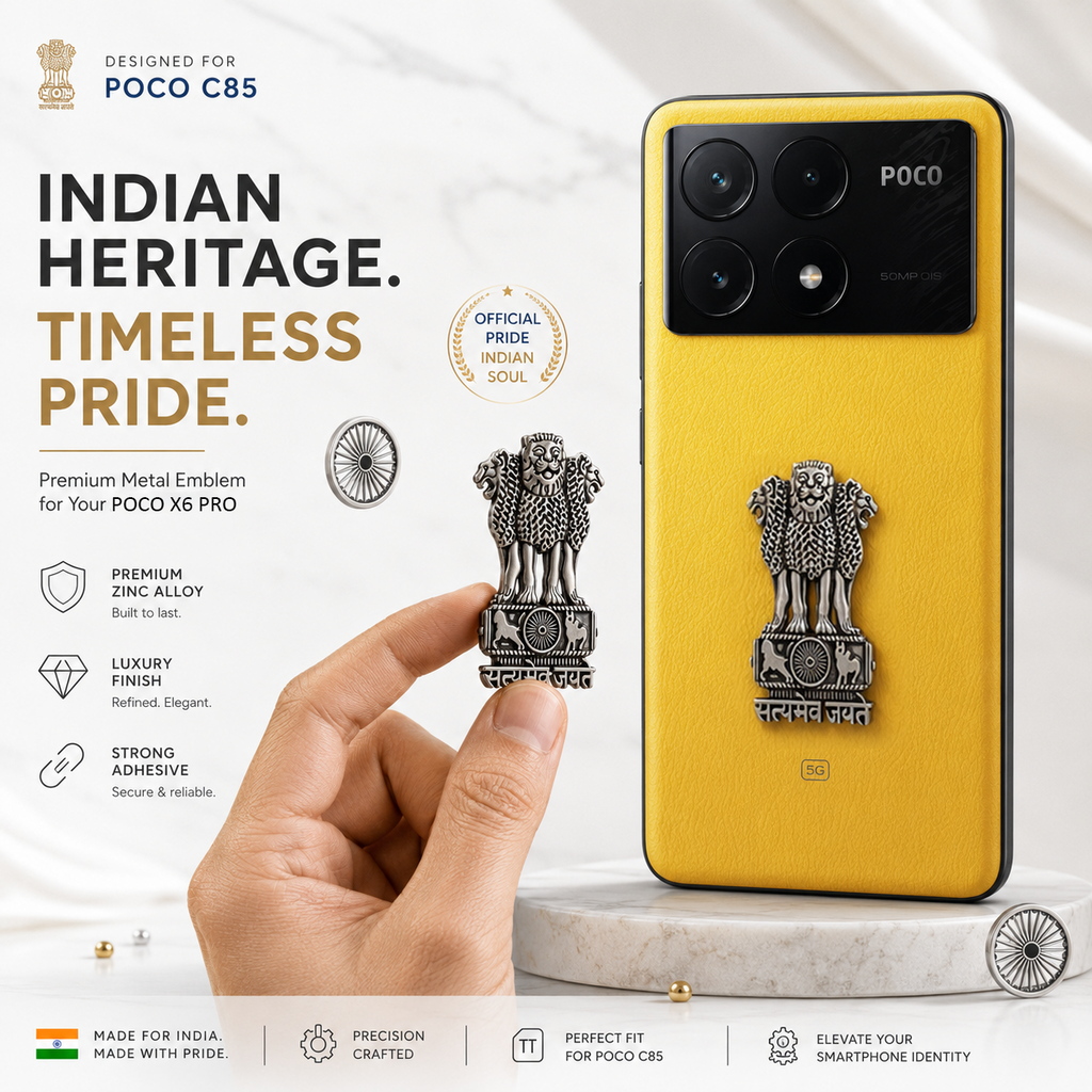 POCO X6 Pro 5G Compatible Satyamev Jayate 3D Metal Emblem Sticker