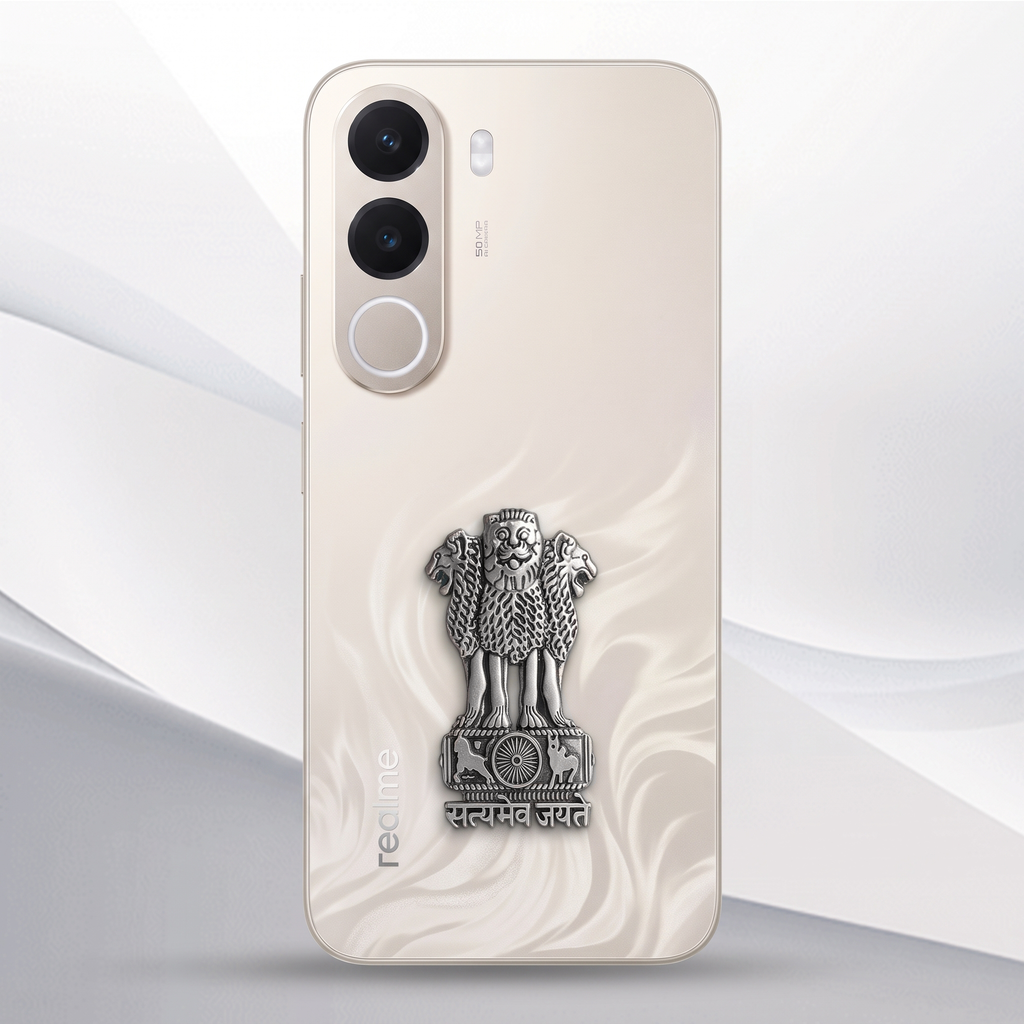 Realme C100x 5G Compatible Satyamev Jayate 3D Metal Emblem Sticker