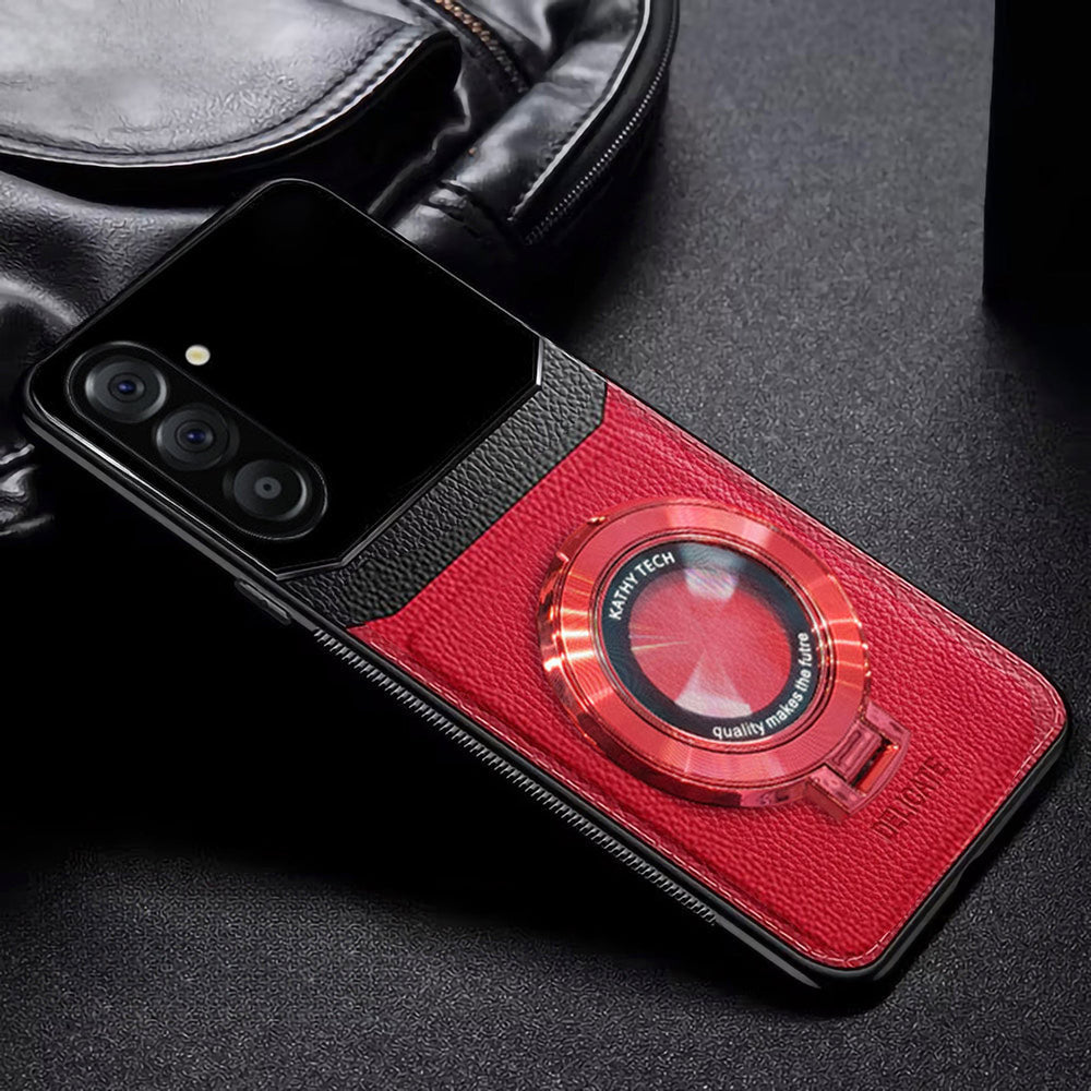 Samsung Galaxy A16 5G Original Luxury Leather Lens Magnifier Ring Stand Case