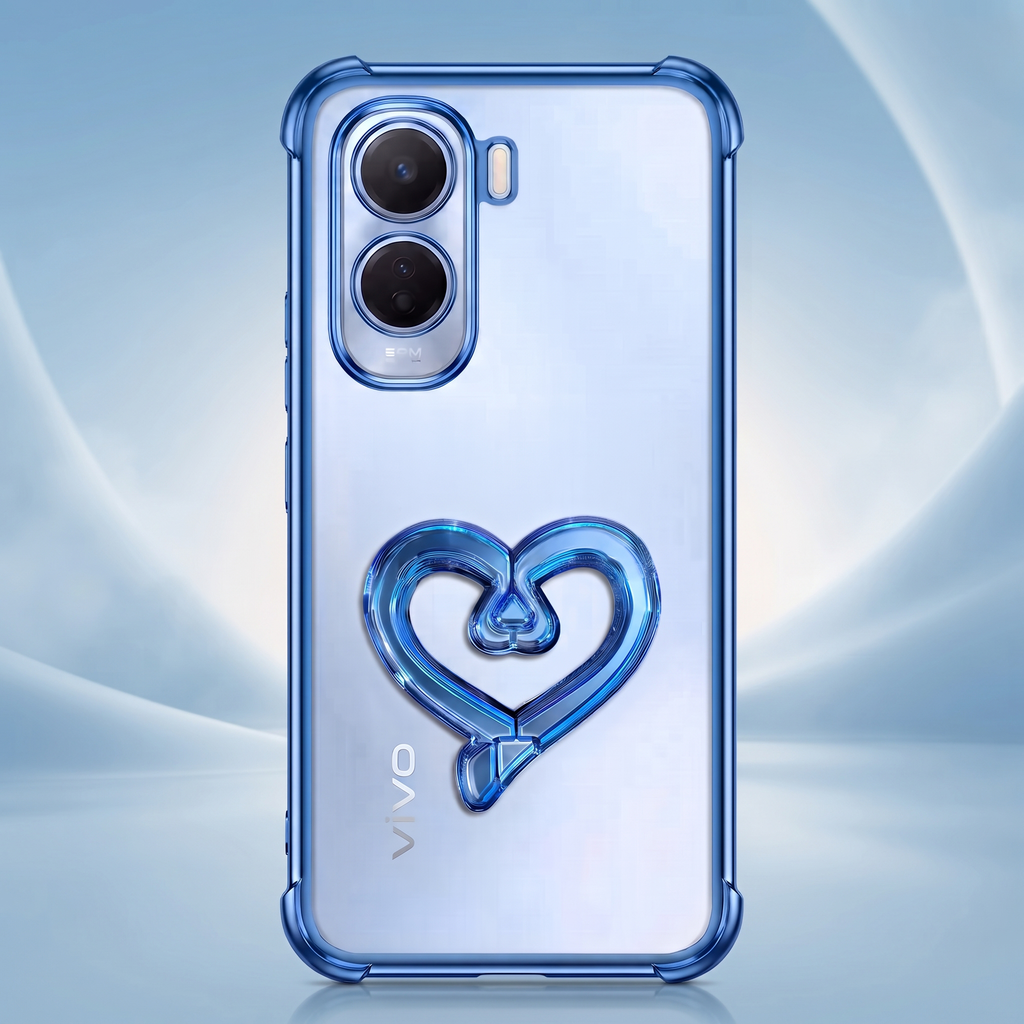 Vivo T5 Pro 5G Premium Heart Stand Transparent Shockproof Airbag Phone Case