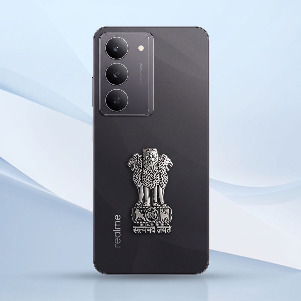 Realme 14X 5G Compatible Satyamev Jayate 3D Metal Emblem Sticker