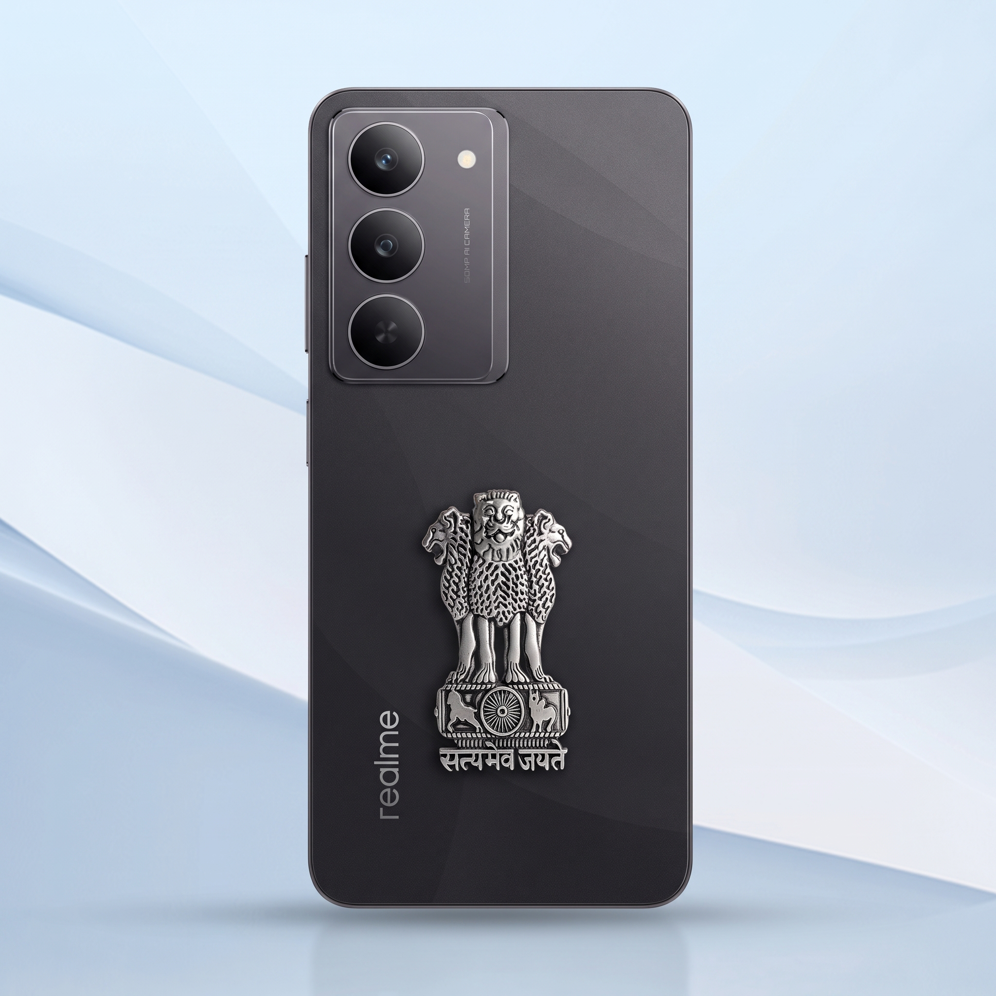 Realme 14X 5G Compatible Satyamev Jayate 3D Metal Emblem Sticker