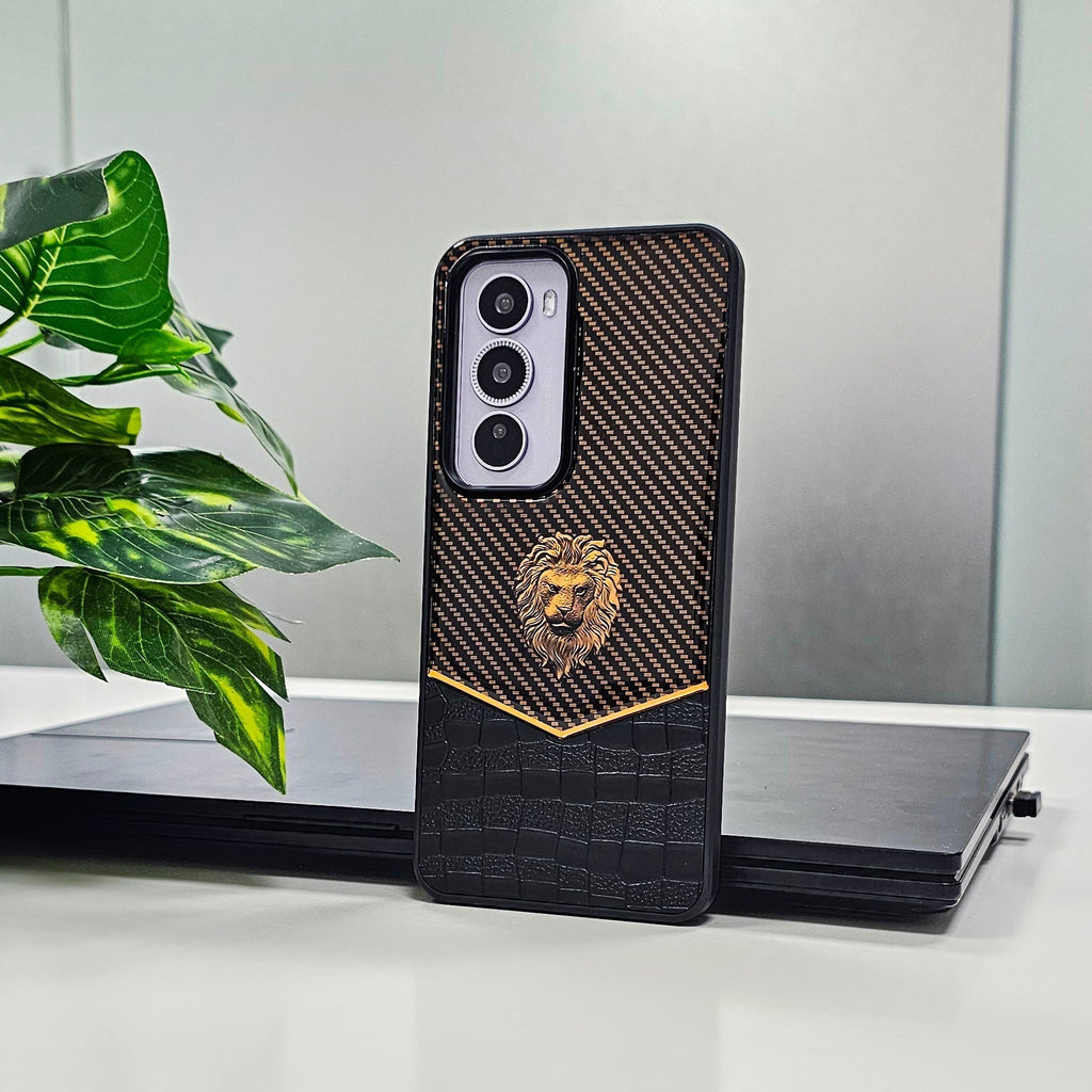 OPPO Reno12 5G Luxury Lion Pattern Leather And Liquid Silicone Case