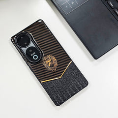 Vivo V40 5G Luxury Lion Pattern Leather And Liquid Silicone Case